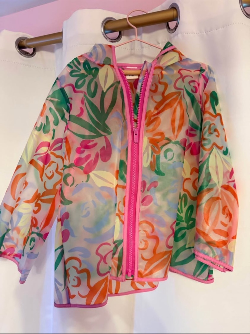 GAP Kids Floral Multicolor Raincoat with Pink Trim